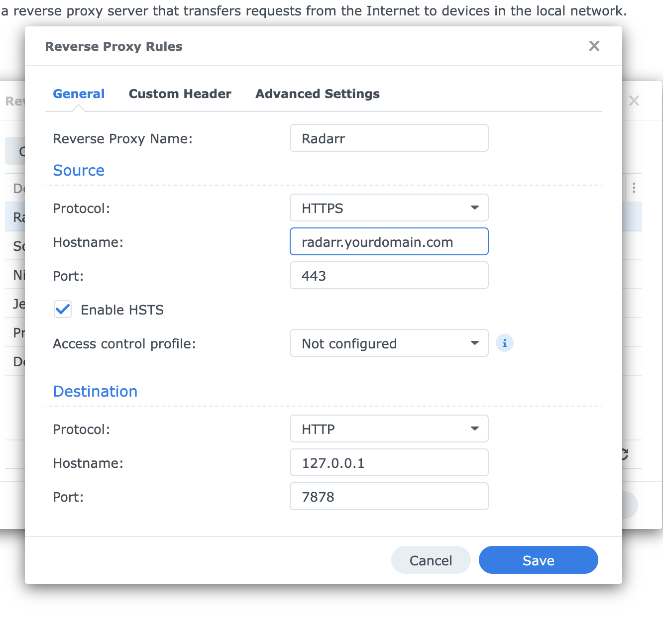 Reverse proxy example